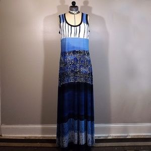 Calvin Klein blue print sleeveless maxi dress
